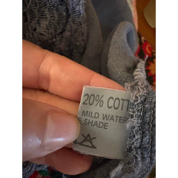 VTG Chorisia Italy Lace Women's Vest Gray Velvet Crochet Boho Duster Size S/M - Picture 8 of 9